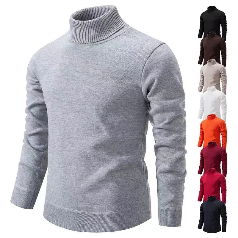 Herren Figurbetonter Rollkragenpullover aus Feinstrick mit geripptem Kragen und Bündchen Drune