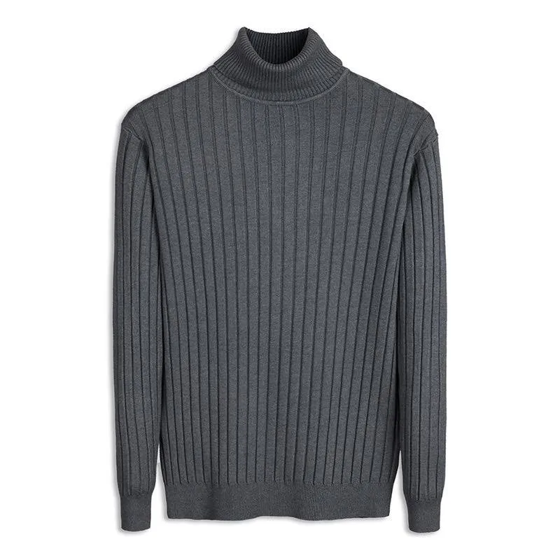 Herren Figurbetonter Rippenstrick‑Rollkragenpullover mit Stretch‑Feinstrick Drune