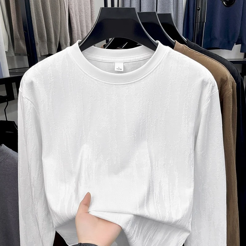 Herren Feinstrukturiertes Langarmshirt mit Rundhals und dezenter Jacquardstruktur Drune