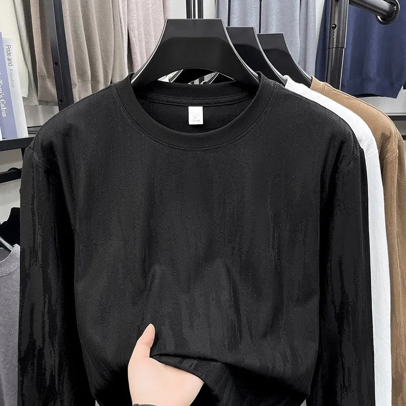 Herren Feinstrukturiertes Langarmshirt mit Rundhals und dezenter Jacquardstruktur Drune