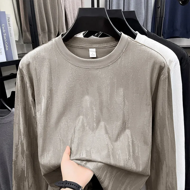 Herren Feinstrukturiertes Langarmshirt mit Rundhals und dezenter Jacquardstruktur Drune