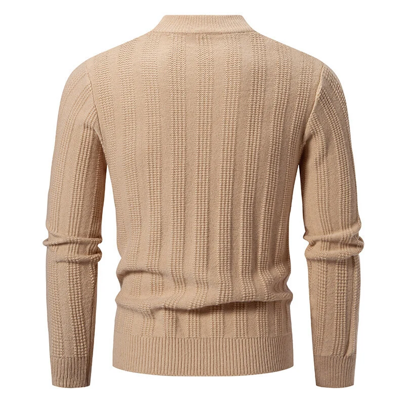 Herren Feinstrickpullover mit Zopfmuster, diagonalem Blockdesign und Stehkragen Drune