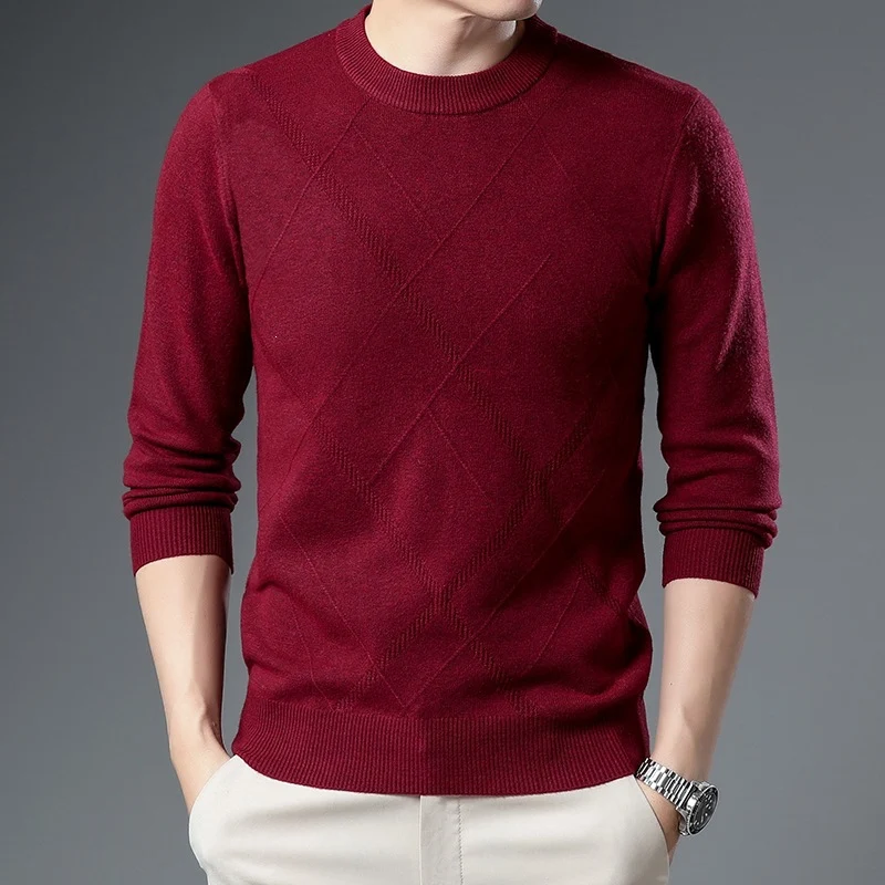 Herren Feinstrickpullover mit Rundhals, Rautenmuster und körpernaher Silhouette Drune