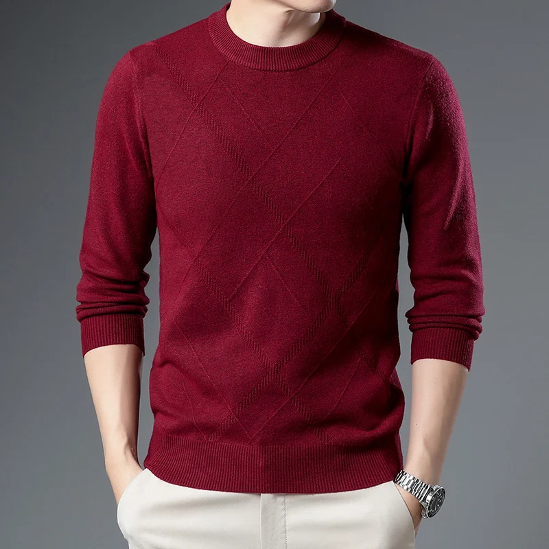 Herren Feinstrickpullover mit Rundhals, Rautenmuster und körpernaher Silhouette Drune