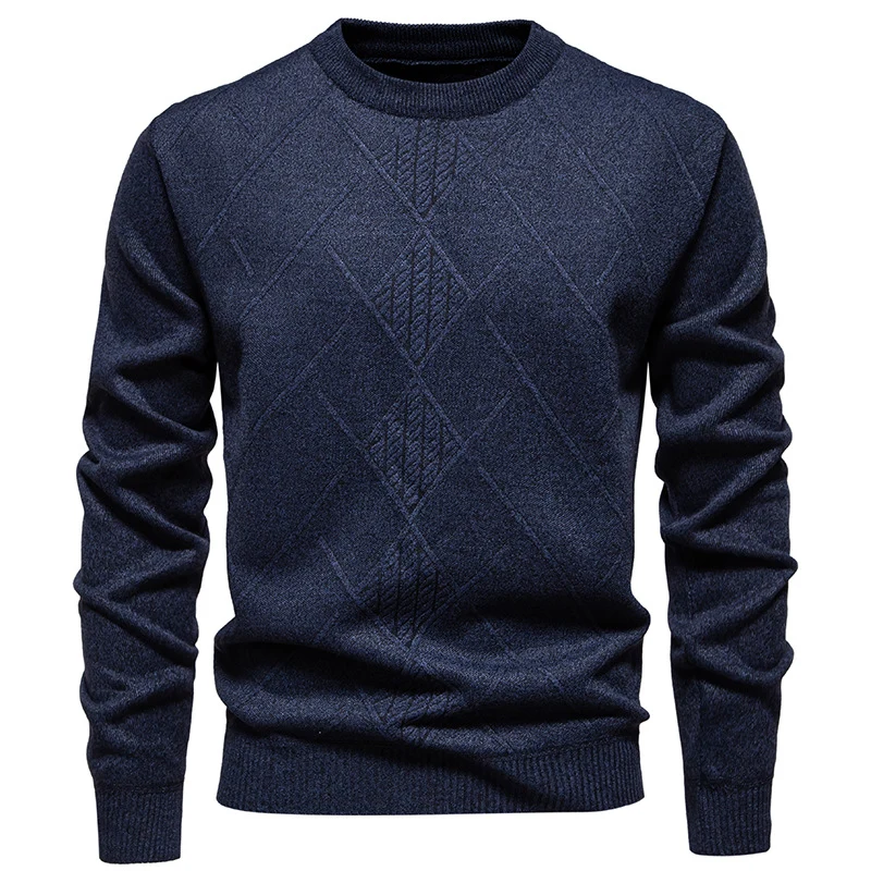 Herren Feinstrickpullover mit Rauten-Zopfmuster, Rundhalsausschnitt und gerippten Bündchen Drune
