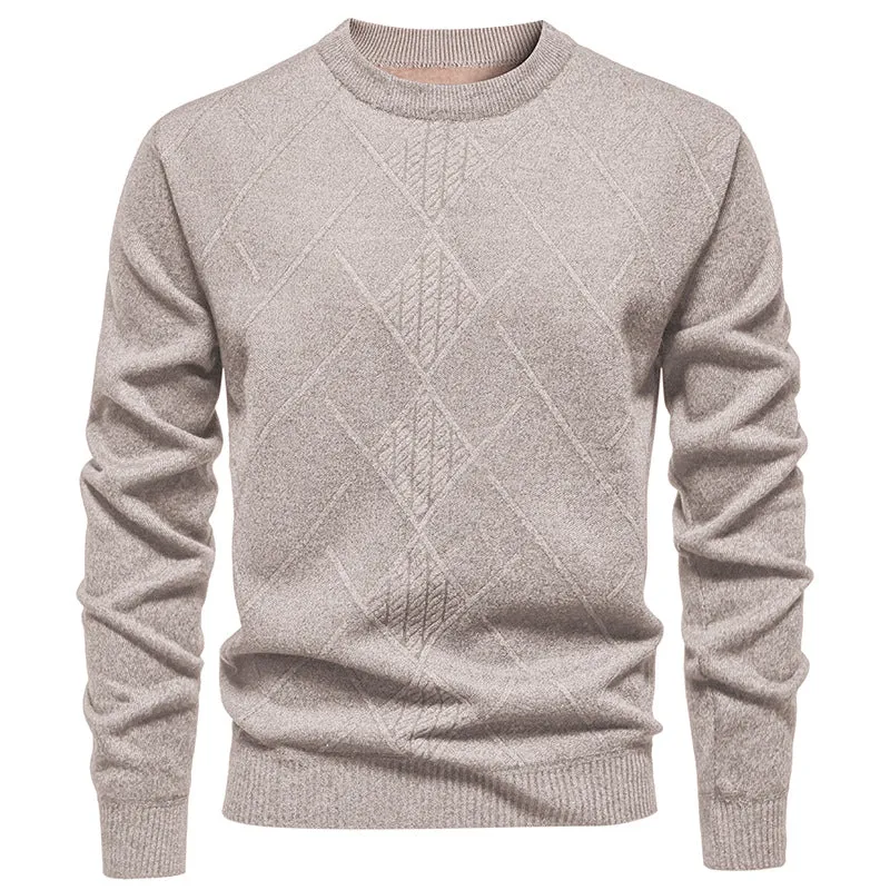 Herren Feinstrickpullover mit Rauten-Zopfmuster, Rundhalsausschnitt und gerippten Bündchen Drune