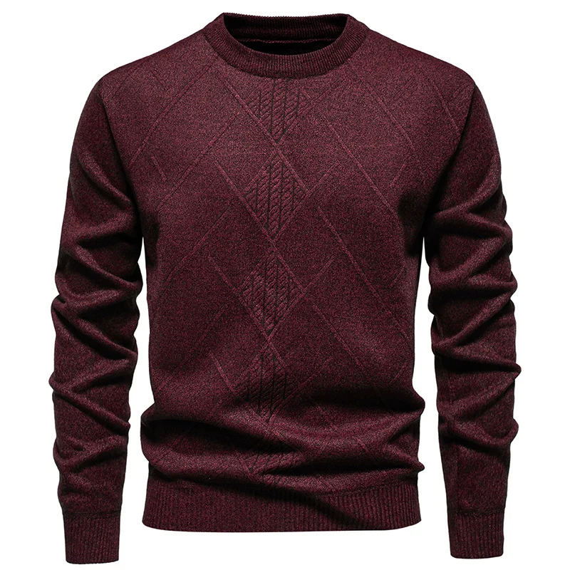 Herren Feinstrickpullover mit Rauten-Zopfmuster, Rundhalsausschnitt und gerippten Bündchen Drune