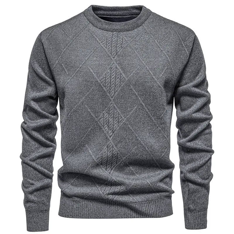 Herren Feinstrickpullover mit Rauten-Zopfmuster, Rundhalsausschnitt und gerippten Bündchen Drune
