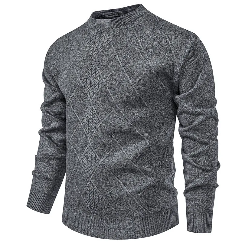Herren Feinstrickpullover mit Rauten-Zopfmuster, Rundhalsausschnitt und gerippten Bündchen Drune