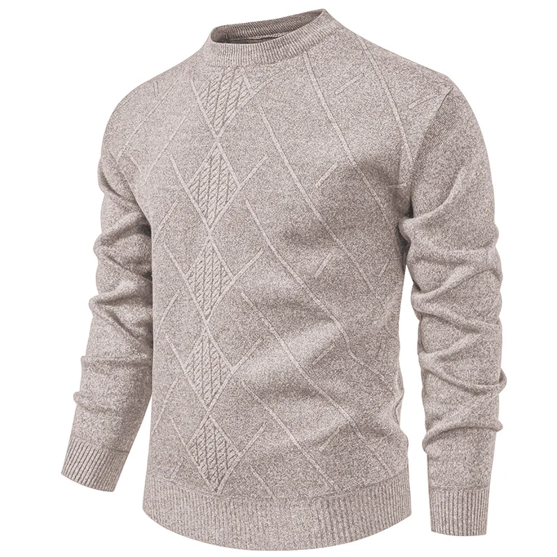 Herren Feinstrickpullover mit Rauten-Zopfmuster, Rundhalsausschnitt und gerippten Bündchen Drune