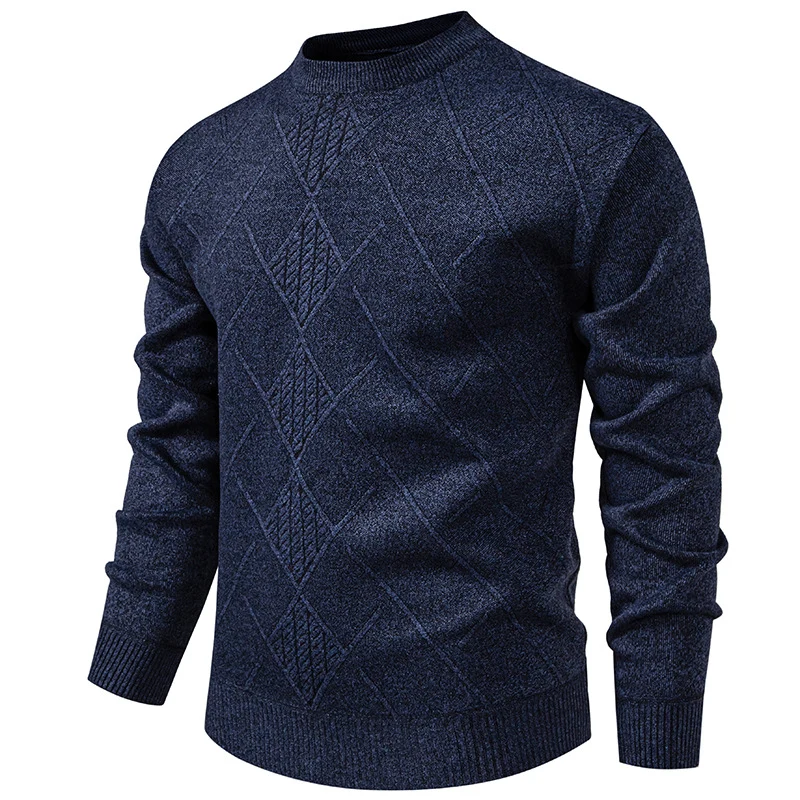 Herren Feinstrickpullover mit Rauten-Zopfmuster, Rundhalsausschnitt und gerippten Bündchen Drune