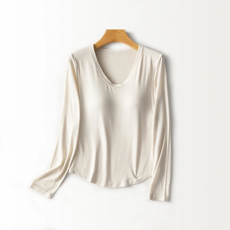 Damen Figurschmeichelndes Langarmshirt mit tiefem V-Ausschnitt Drune