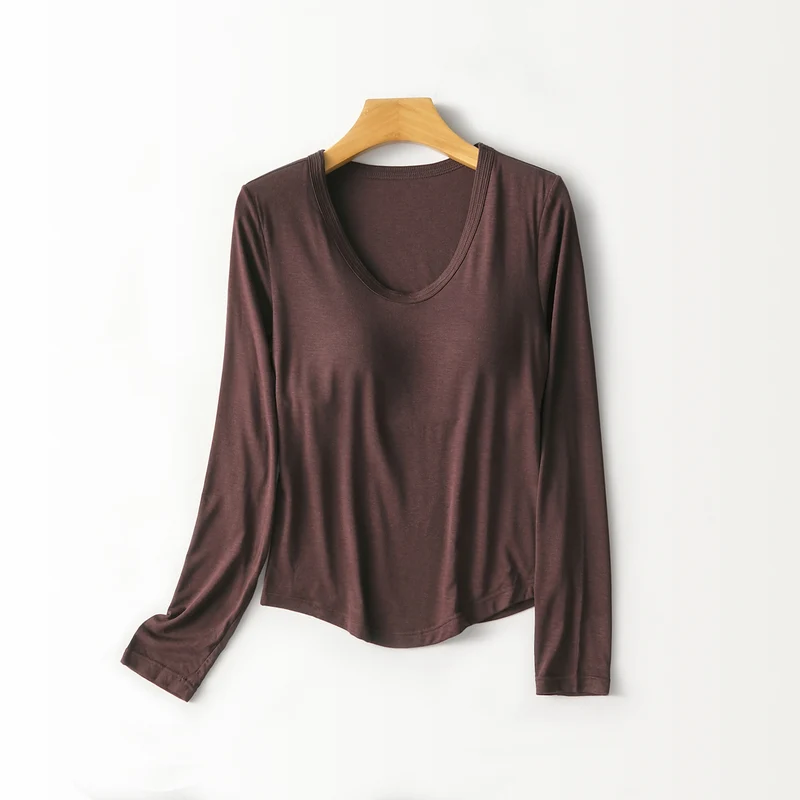 Damen Figurschmeichelndes Langarmshirt mit tiefem V-Ausschnitt Drune