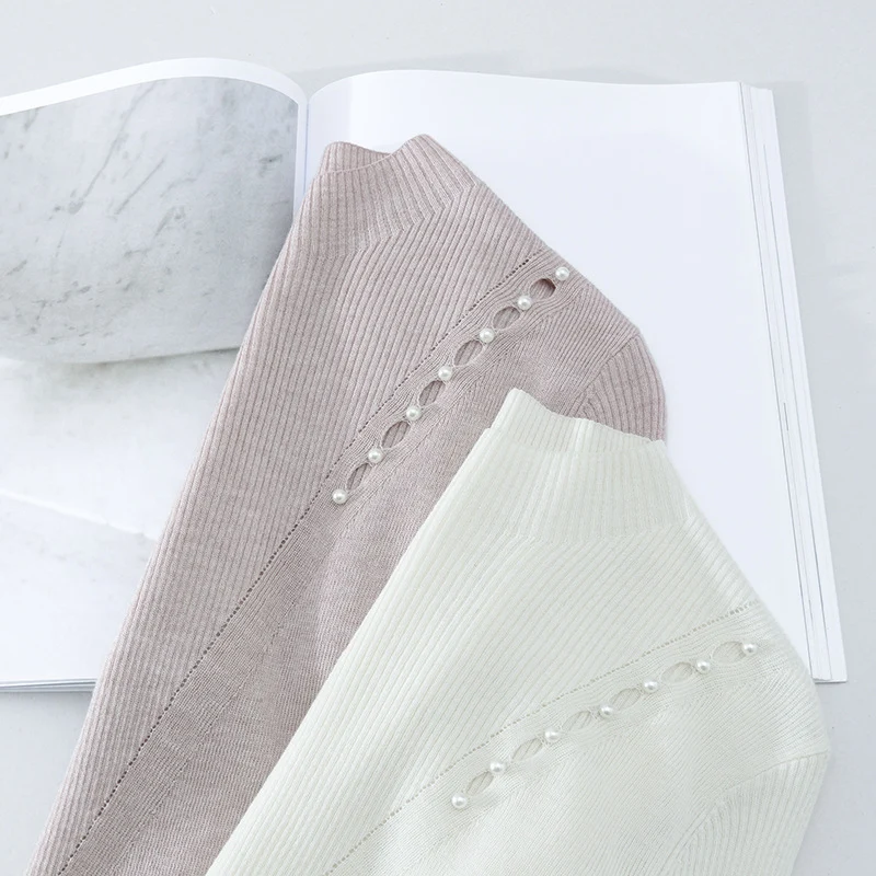 Damen Feinstrick-Pullover mit Perlenbesatz und Zierlochkante Drune