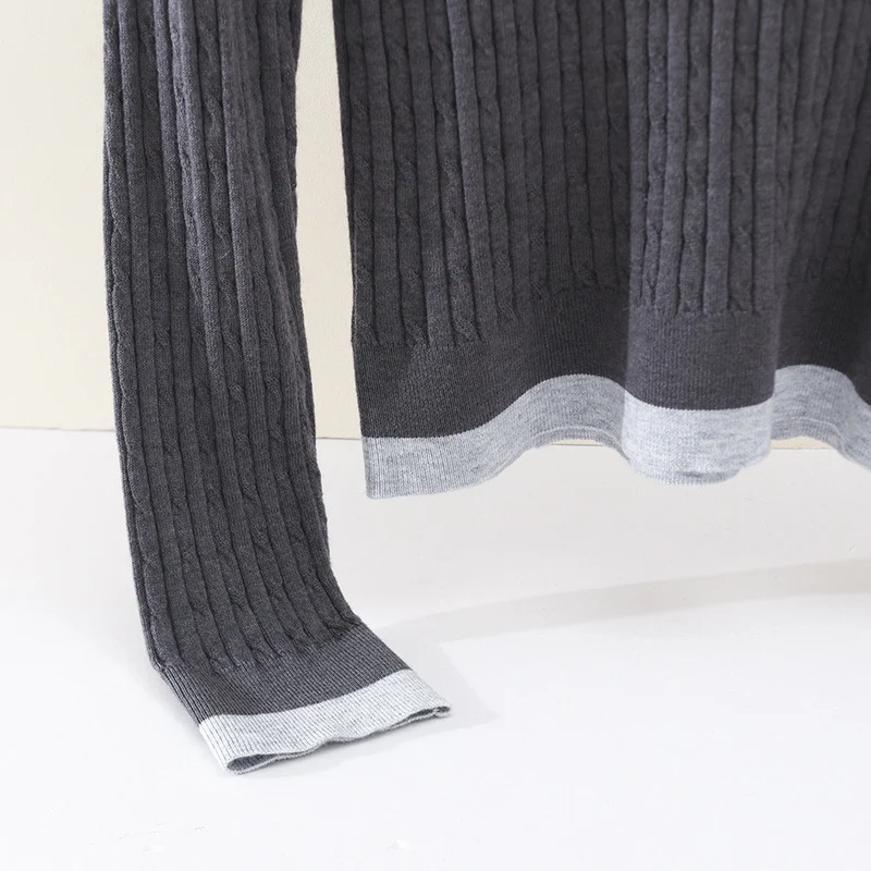 Damen Feinstrick-Polo-Pullover mit Rippstruktur, Stehkragen und Knopfleiste Drune