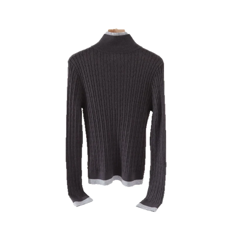 Damen Feinstrick-Polo-Pullover mit Rippstruktur, Stehkragen und Knopfleiste Drune