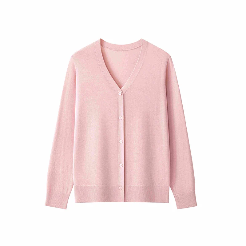 Damen Feinstrick-Cardigan mit V‑Ausschnitt, durchgehender Knopfleiste und leichtem Fall Drune