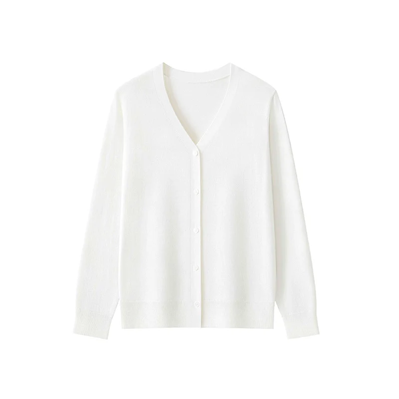 Damen Feinstrick-Cardigan mit V‑Ausschnitt, durchgehender Knopfleiste und leichtem Fall Drune