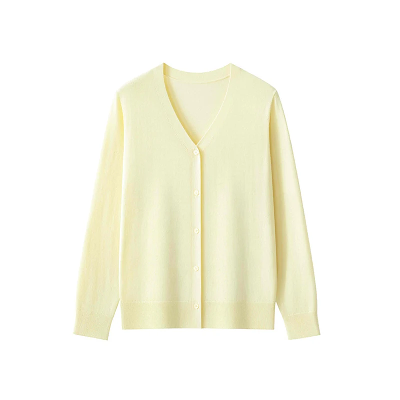 Damen Feinstrick-Cardigan mit V‑Ausschnitt, durchgehender Knopfleiste und leichtem Fall Drune