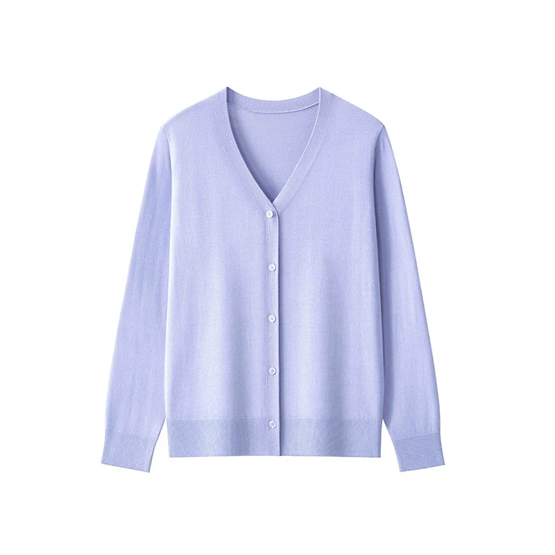 Damen Feinstrick-Cardigan mit V‑Ausschnitt, durchgehender Knopfleiste und leichtem Fall Drune