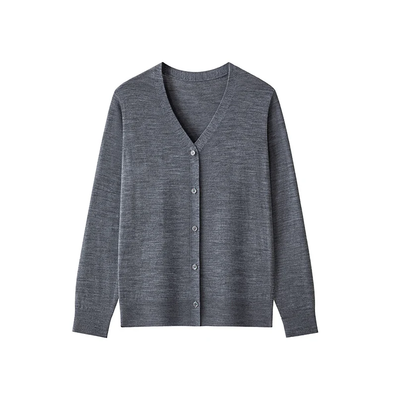 Damen Feinstrick-Cardigan mit V‑Ausschnitt, durchgehender Knopfleiste und leichtem Fall Drune
