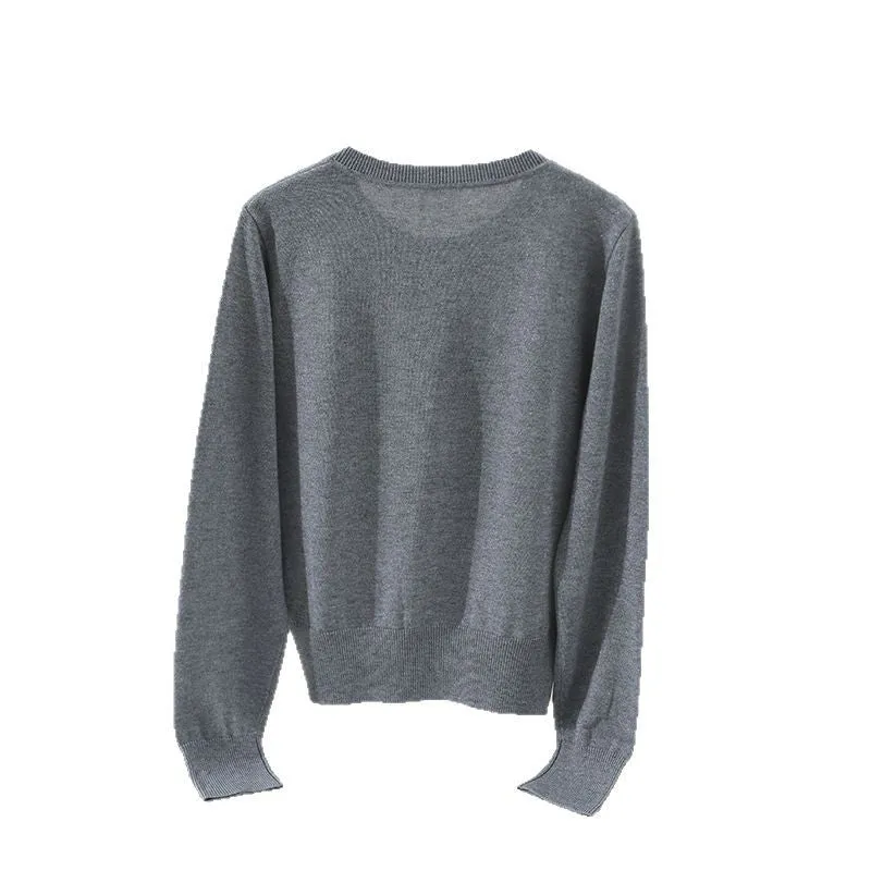 Damen Feinstrick-Cardigan mit Rundhalsausschnitt und Perlmuttknöpfen Drune