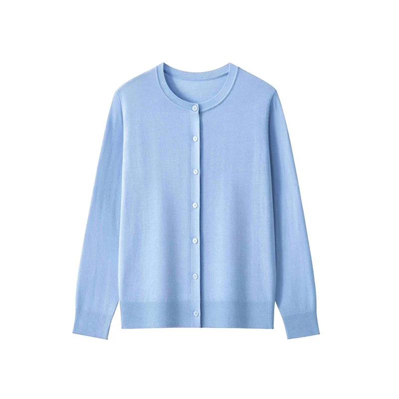 Damen Feinstrick-Cardigan mit Rundhalsausschnitt und Knopfleiste Drune