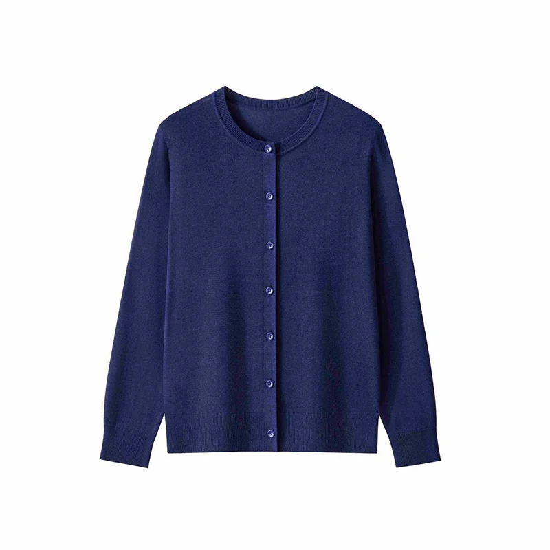 Damen Feinstrick-Cardigan mit Rundhalsausschnitt und Knopfleiste Drune