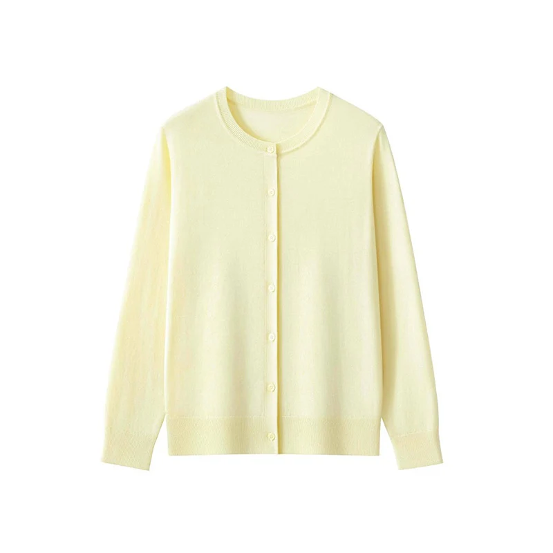 Damen Feinstrick-Cardigan mit Rundhalsausschnitt und Knopfleiste Drune