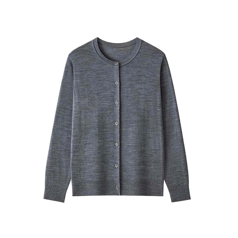 Damen Feinstrick-Cardigan mit Rundhalsausschnitt und Knopfleiste Drune