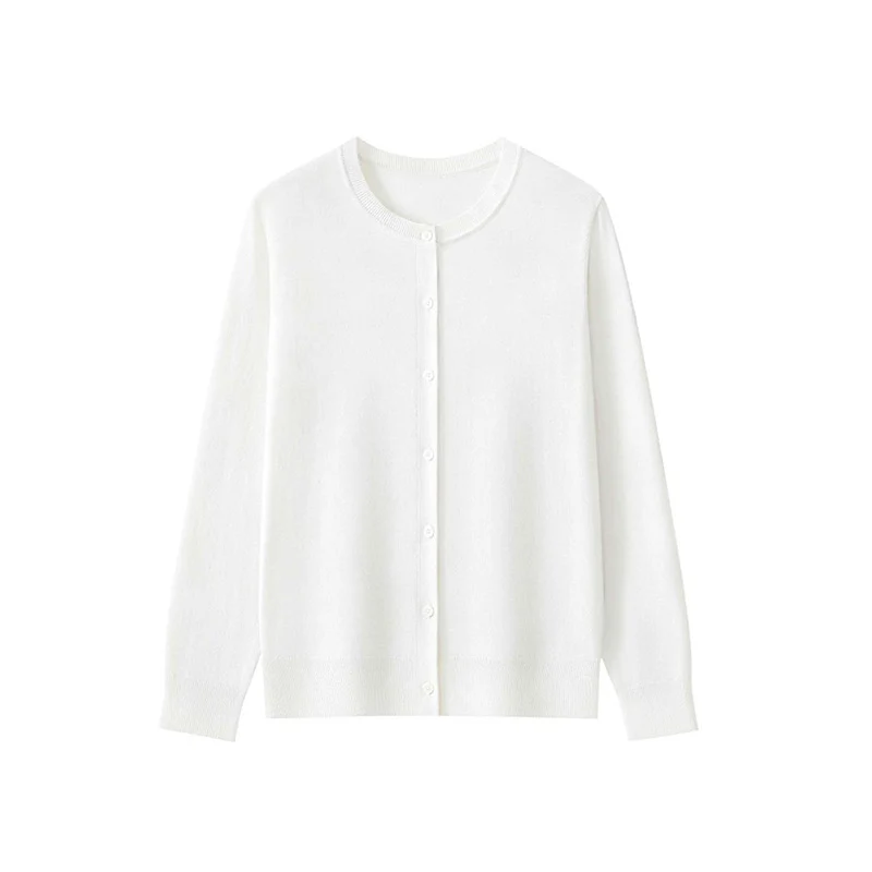 Damen Feinstrick-Cardigan mit Rundhalsausschnitt und Knopfleiste Drune
