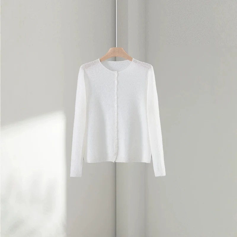 Damen Feinstrick-Cardigan mit Rundhals und durchgehender Knopfleiste Drune