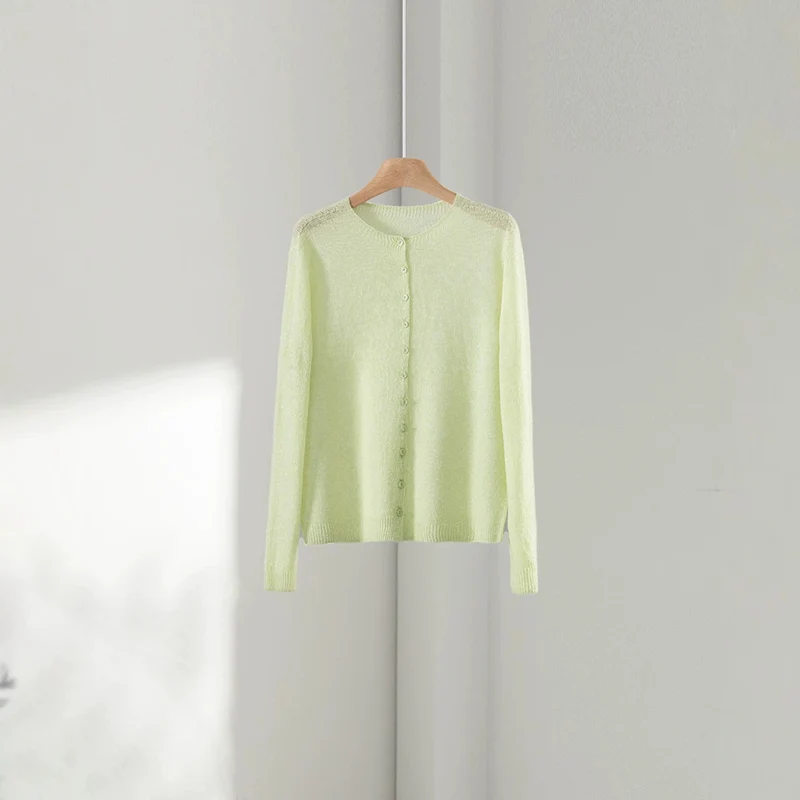 Damen Feinstrick-Cardigan mit Rundhals und durchgehender Knopfleiste Drune