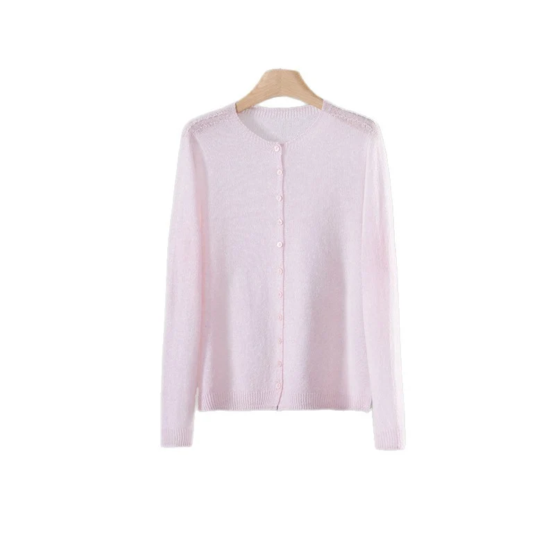 Damen Feinstrick-Cardigan mit Rundhals und durchgehender Knopfleiste Drune