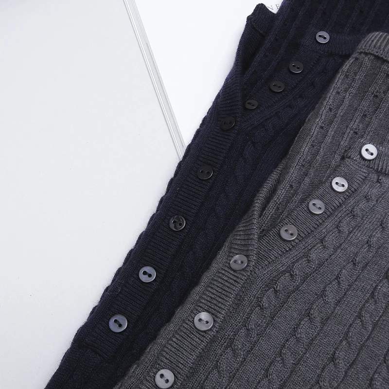 Damen Feines Zopfmuster-Henley-Feinstrickshirt mit Rundhals & Knopfleiste Drune