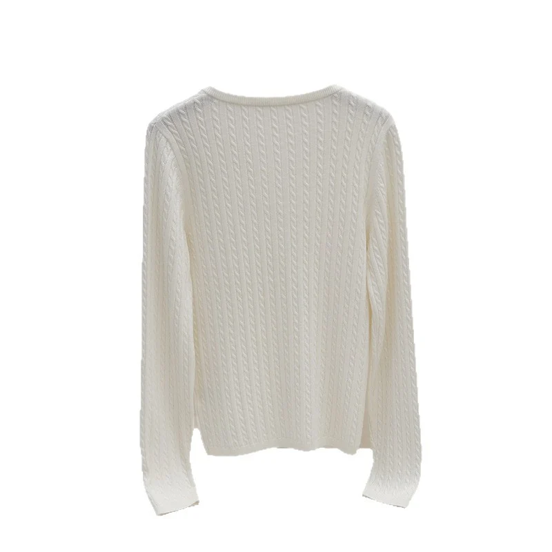 Damen Feines Zopfmuster-Henley-Feinstrickshirt mit Rundhals & Knopfleiste Drune