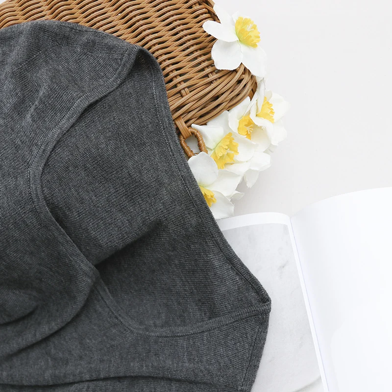 Damen Feines Ripp-Strick-Top mit breiten Trägern und glattem Fall Drune