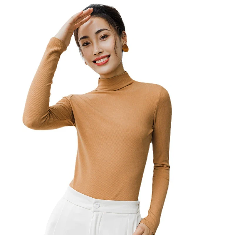 Damen Feines Ripp-Langarmshirt mit Rollkragen und Volantkanten Drune