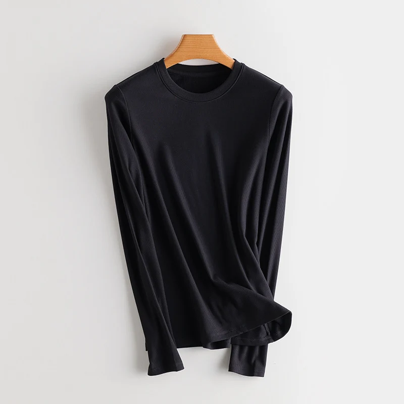 Damen Feines Ripp-Langarmshirt mit Rollkragen und Volantkanten Drune