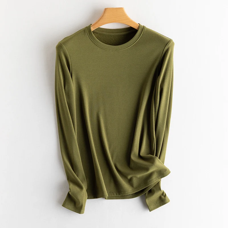 Damen Feines Ripp-Langarmshirt mit Rollkragen und Volantkanten Drune