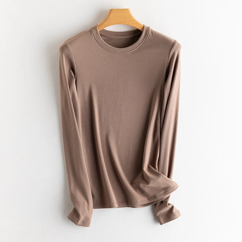 Damen Feines Ripp-Langarmshirt mit Rollkragen und Volantkanten Drune