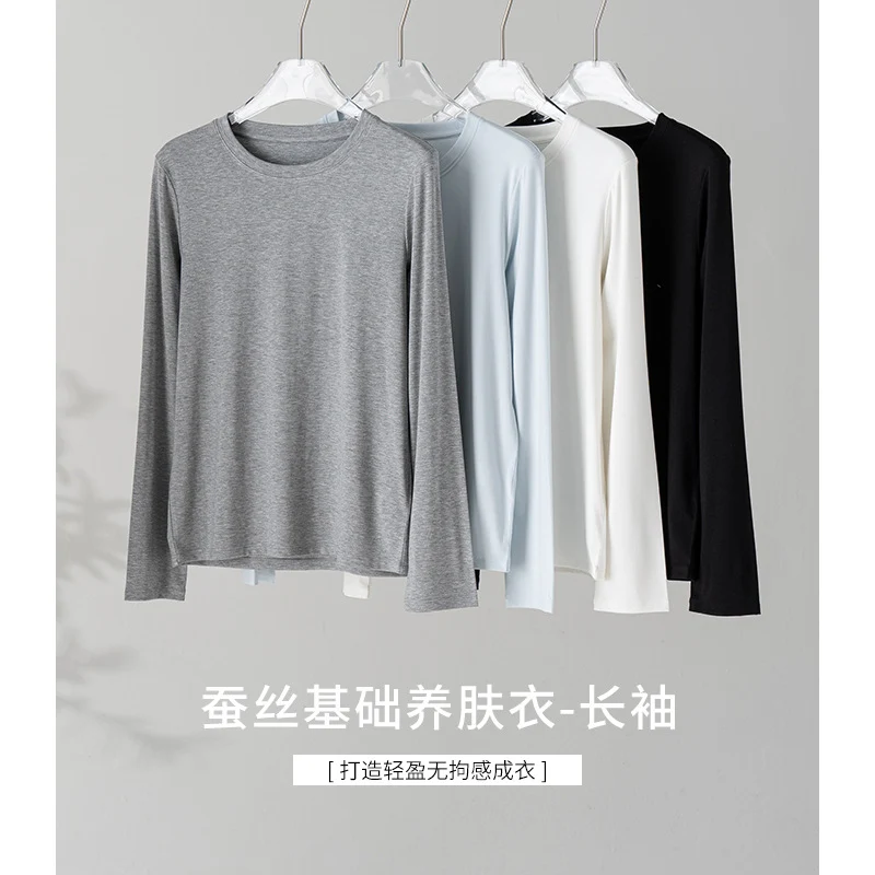 Damen Feines Longsleeve aus elastischem Modal-Jersey mit Rundhalsausschnitt und figurumspielendem Fall Drune