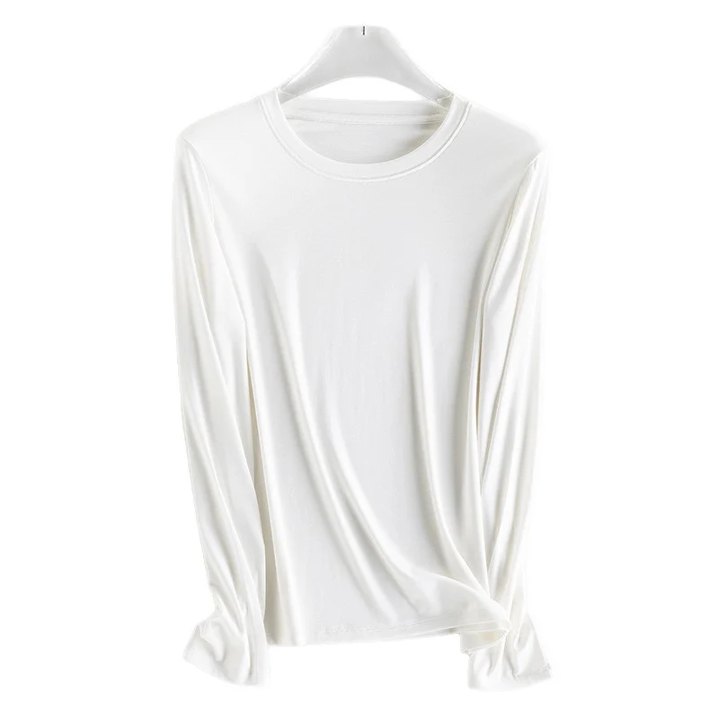 Damen Feines Longsleeve aus elastischem Modal-Jersey mit Rundhalsausschnitt und figurumspielendem Fall Drune