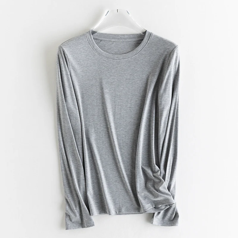 Damen Feines Longsleeve aus elastischem Modal-Jersey mit Rundhalsausschnitt und figurumspielendem Fall Drune