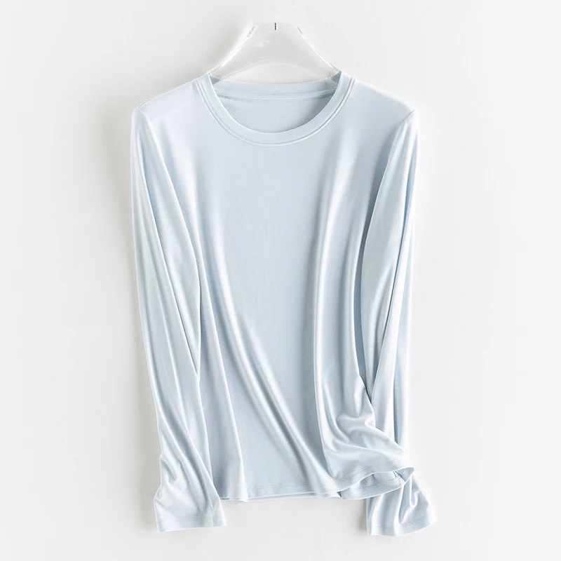 Damen Feines Longsleeve aus elastischem Modal-Jersey mit Rundhalsausschnitt und figurumspielendem Fall Drune