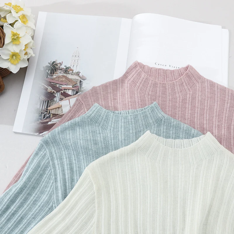Damen Feines Geripptes Kurzarm-Feinstrickshirt mit Stehkragen Drune