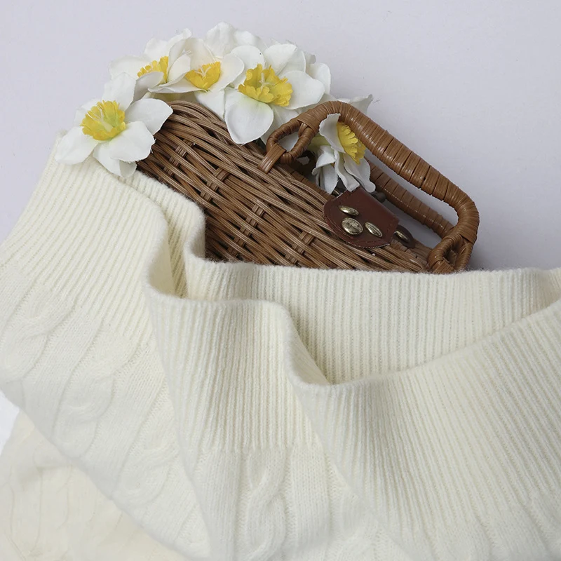 Damen Feiner Zopfmuster-Kabelstrickpullover mit Rundhalsausschnitt und Kaschmir‑Effekt Drune
