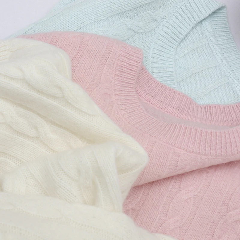 Damen Feiner Zopfmuster-Kabelstrickpullover mit Rundhalsausschnitt und Kaschmir‑Effekt Drune