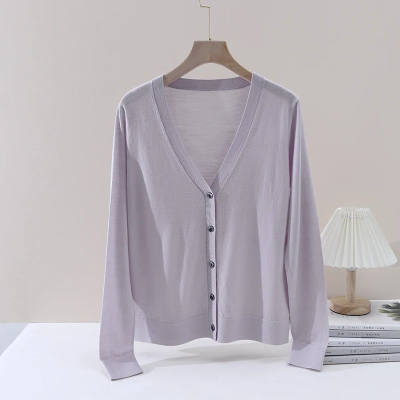 Damen Feiner V‑Ausschnitt-Cardigan aus leichtem Feinstrick mit Knopfleiste Drune