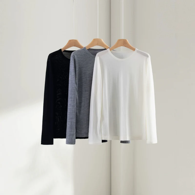 Damen Feiner Rundhals-Feinstrickpullover mit minimalistischer Silhouette und weichem Fall Drune